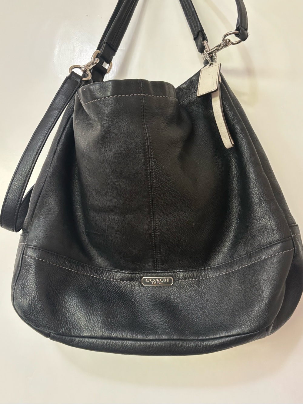 Coach| Black Park Leather Hobo Shoulder Bag w/Silver Hardware & Tag 11 x 9”